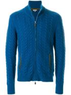 N.peal Cable Knit Zipped Cardigan - Blue