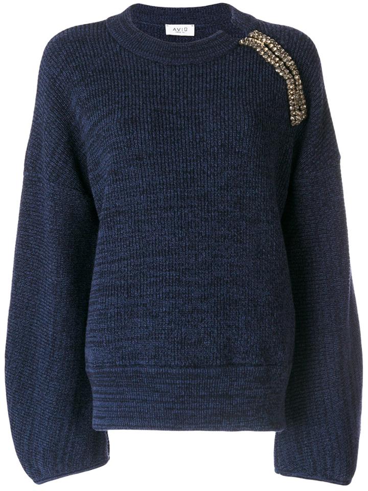 Aviù Crystal Detail Oversized Jumper - Blue