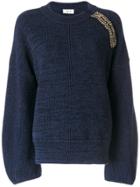 Aviù Crystal Detail Oversized Jumper - Blue