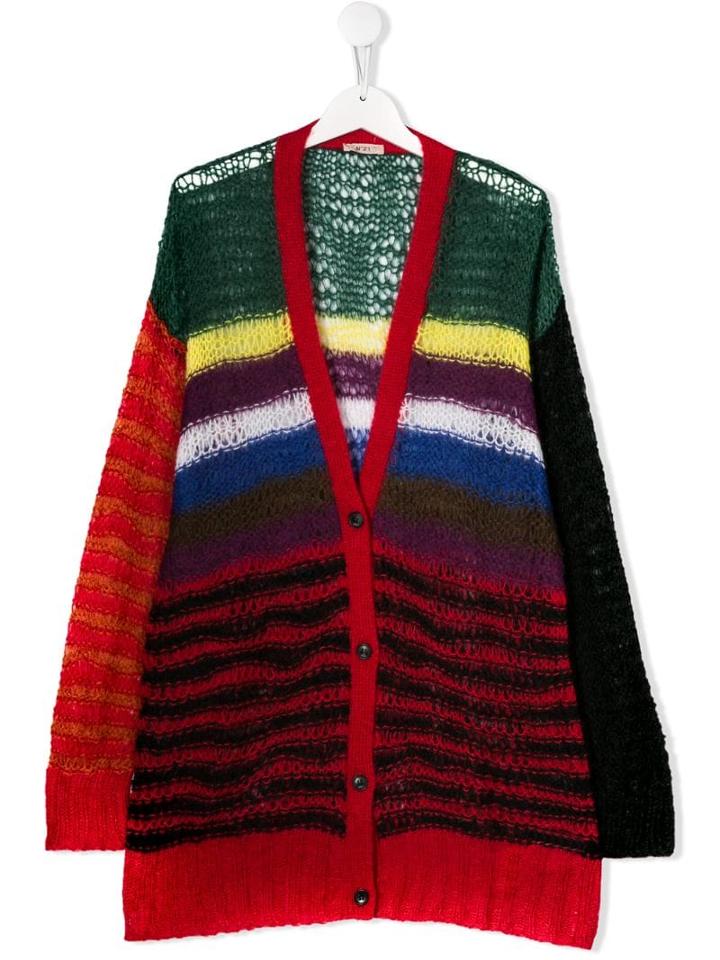 Nº21 Kids Striped Cardigan - Red