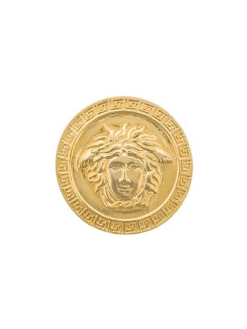 Versace Pre-owned Medusa Logo Brooch - Gold