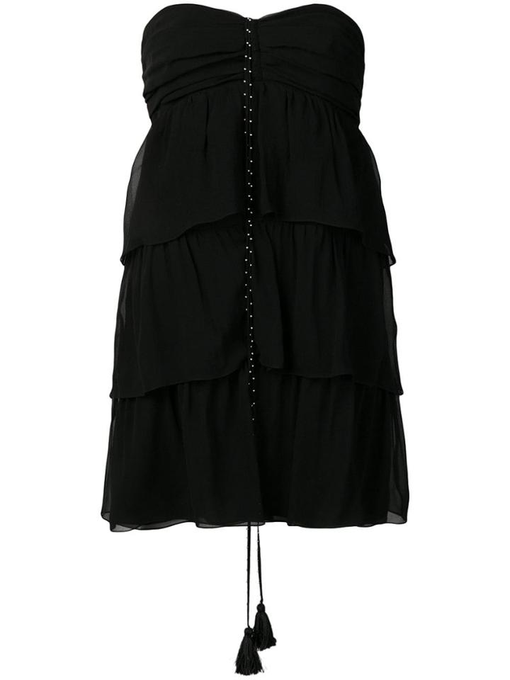 Saint Laurent Bustier Tiered Dress - Black