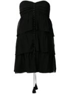 Saint Laurent Bustier Tiered Dress - Black