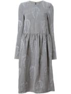 Alice Waese Embroidered Long Sleeve Big Dress - Grey