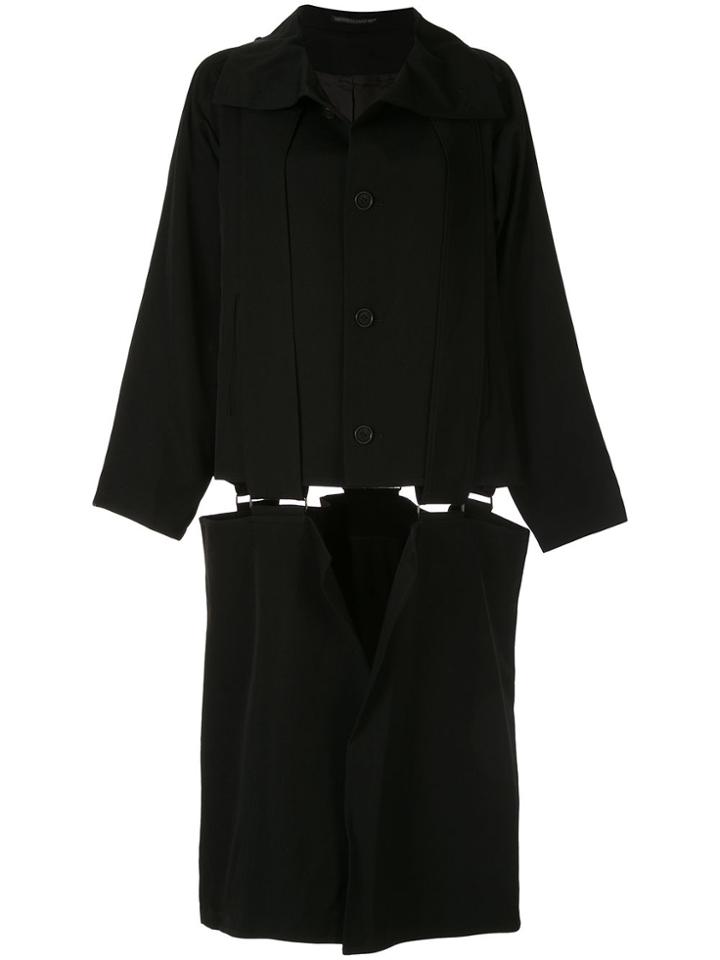 Yohji Yamamoto Suspender Midi Coat - Black