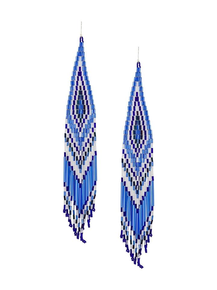 Jessie Western Beaded Chandelier Earrings - Blue
