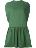 Valentino Oversized Pleated Dress, Women's, Size: 42, Green, Silk/wool