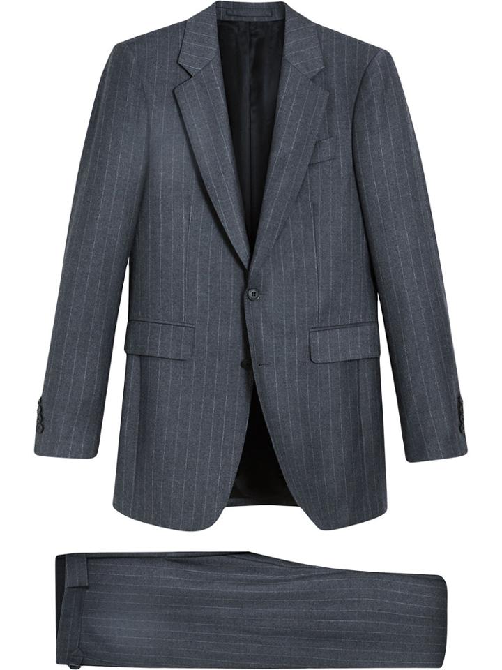 Burberry Slim Fit Pinstripe Wool Cashmere Suit - Grey