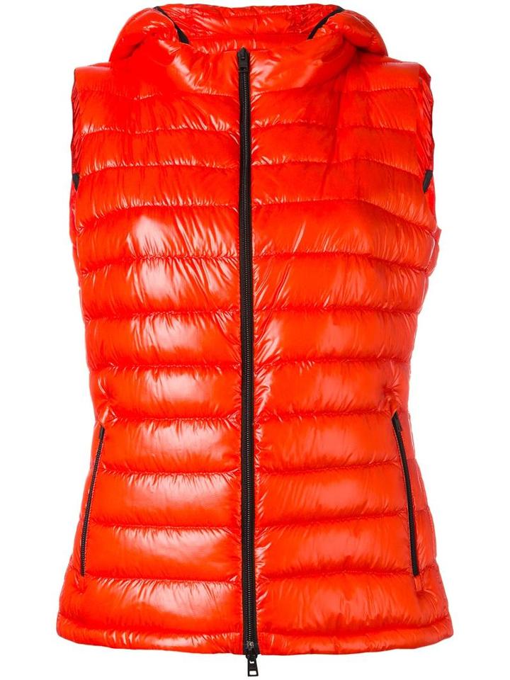 Herno Zipped Hooded Gilet, Women's, Size: 42, Red, Polyamide/goose Down/spandex/elastane