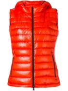 Herno Zipped Hooded Gilet, Women's, Size: 42, Red, Polyamide/goose Down/spandex/elastane