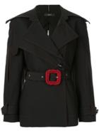 Ellery Contrast Buckle Belted Blazer - Black