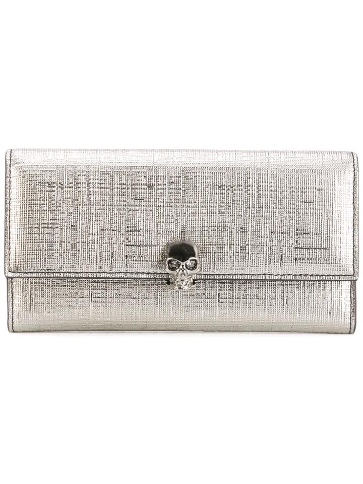 Alexander Mcqueen Skull Flap Wallet - Grey
