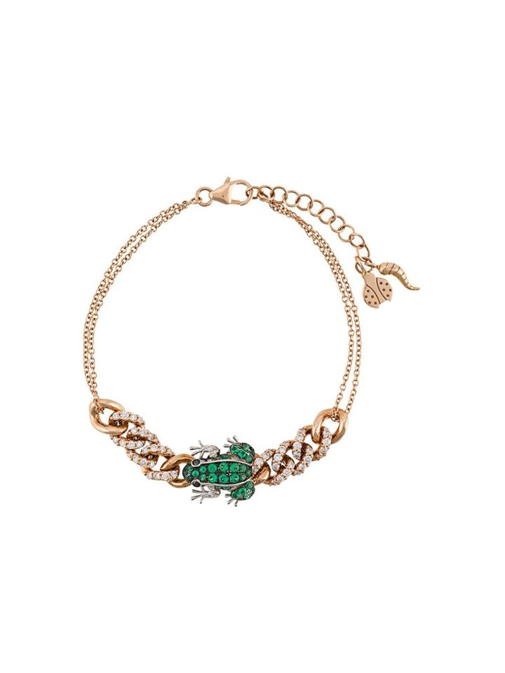 Pippo Perez 18kt Rose Gold Frog Diamond Curb Chain Bracelet