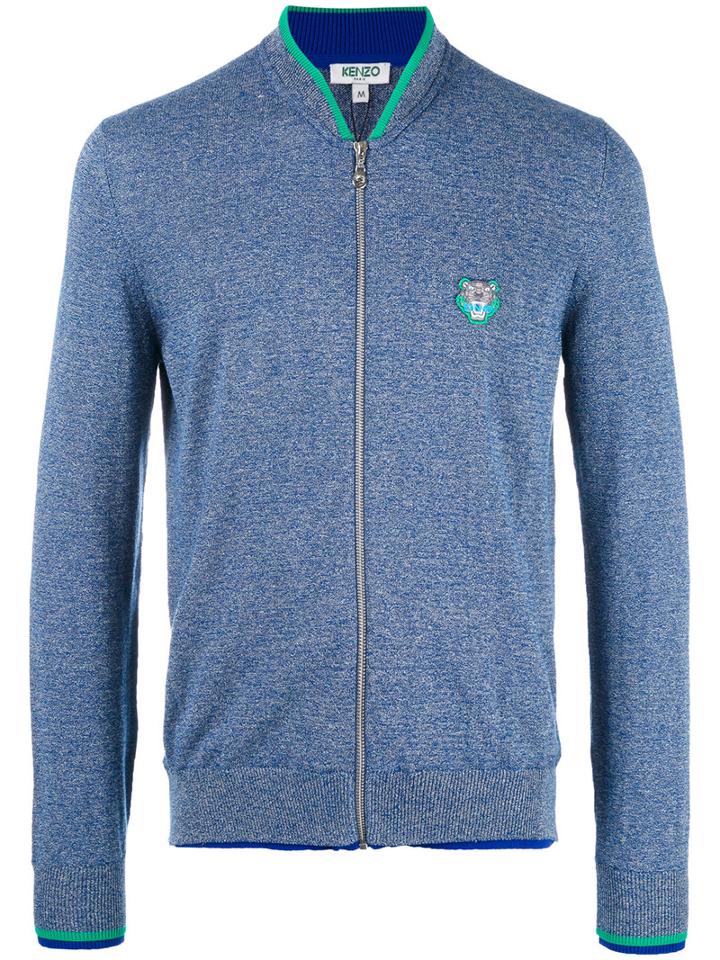 Kenzo Mini Tiger Zipped Cardigan, Men's, Size: Small, Blue, Cotton/polyamide