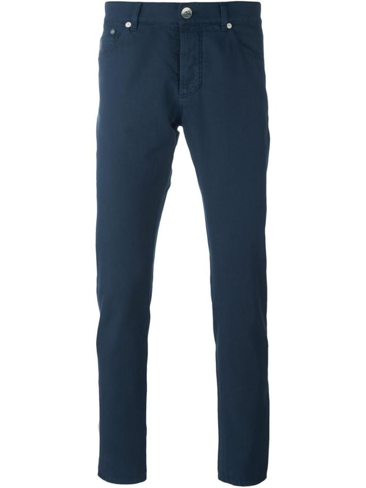 Brunello Cucinelli Straight-leg Trousers, Men's, Size: 48, Blue, Cotton/polyester