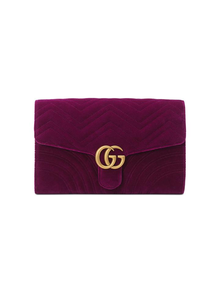 Gucci Gg Marmont Velvet Clutch - Pink & Purple