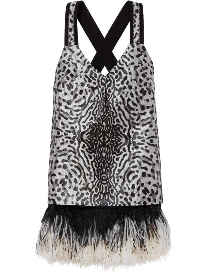 Proenza Schouler Feather Trimmed Short Dress - Black