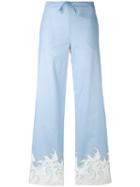 Melampo - Wave Print High-waisted Trousers - Women - Cotton - 42, Blue, Cotton