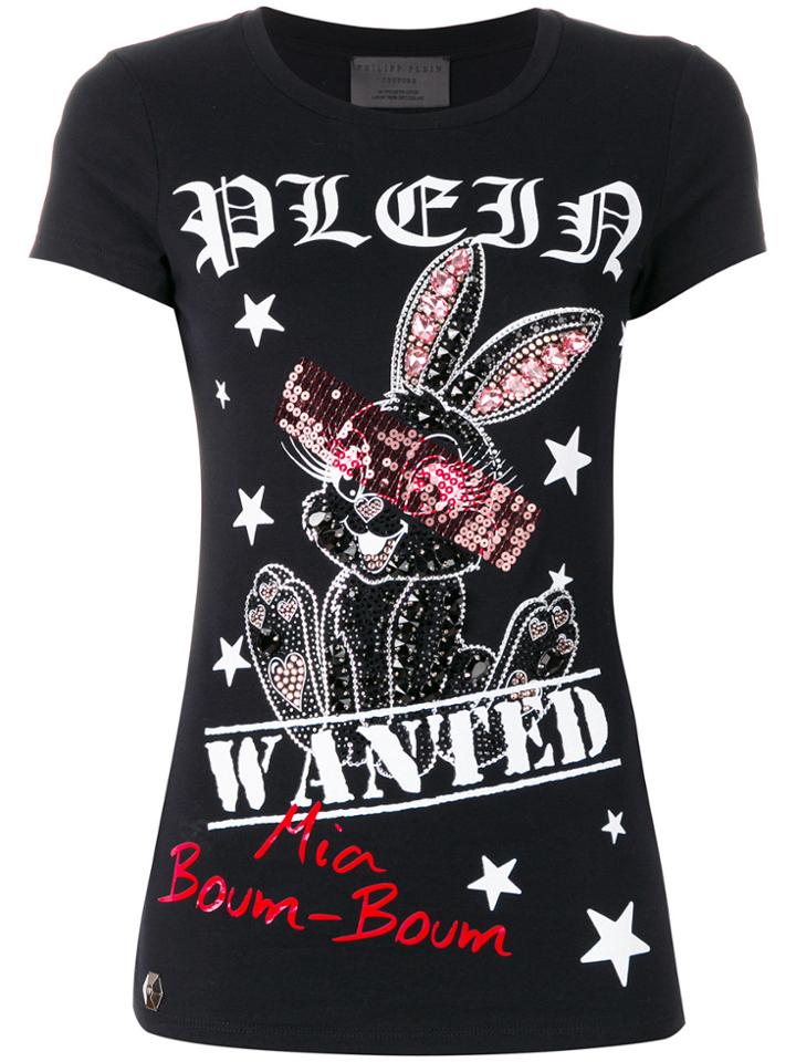 Philipp Plein Embellished Print T-shirt - Black