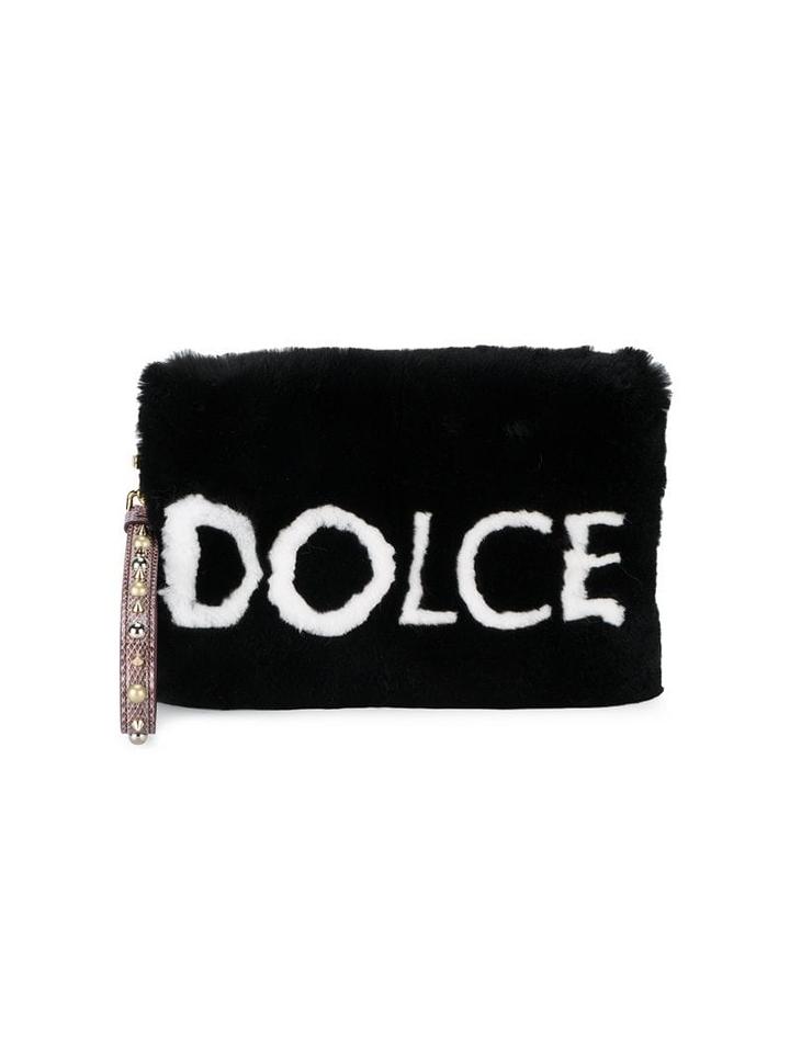 Dolce & Gabbana Black Cleo Fur Clutch Bag