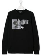 Neil Barrett Kids Teen Graphic Hybrid Print Sweatshirt - Black