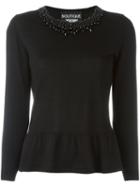 Boutique Moschino Ruffle Hem Sweater, Women's, Size: 46, Black, Virgin Wool