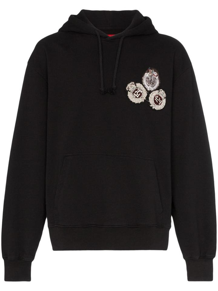 424 Crest Embroidered Hoodie - Black