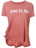 Current/elliott - Distressed Tie Detail T-shirt - Women - Cotton - 1, Pink/purple, Cotton