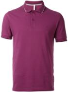 Sun 68 Collar And Sleeve Trim Detail Small Righe Polo Shirt, Men's, Size: S, Pink/purple, Cotton/spandex/elastane