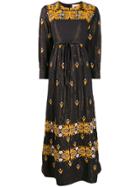 Antik Batik Embroidered Cotton Maxi Dress - Black