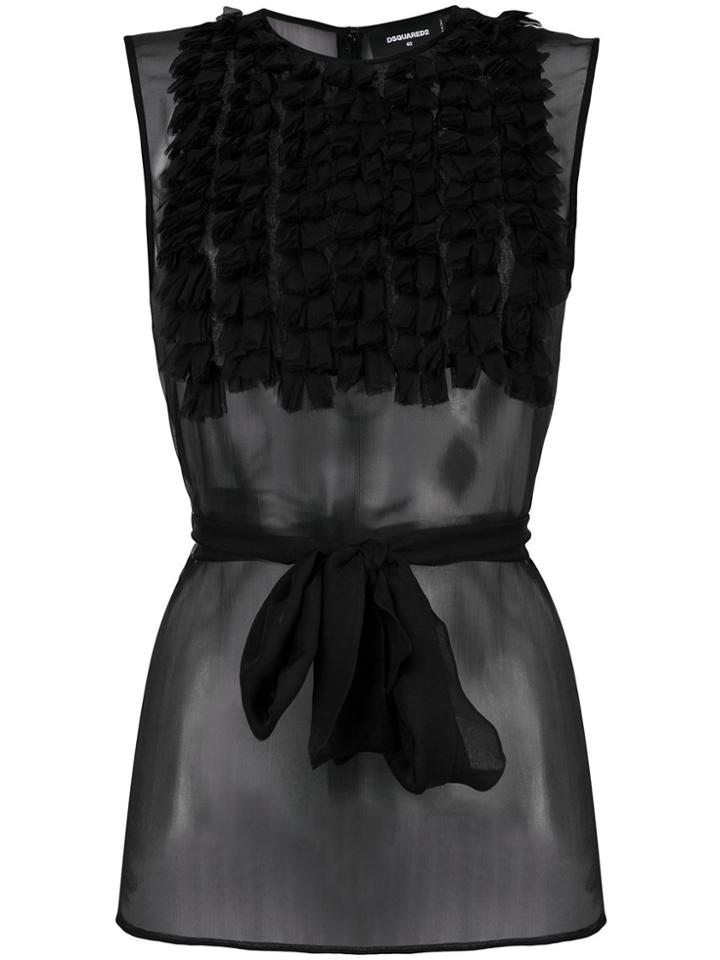 Dsquared2 Sheer Embellished Sleeveless Blouse - Black