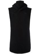 Rick Owens Sleeveless Hooded Cardigan, Men's, Size: Medium, Black, Cotton