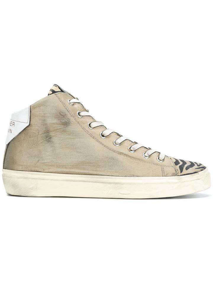 Leather Crown Zebra Print Toe Sneakers - Nude & Neutrals