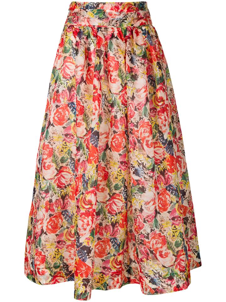 Ganni Floral Midi Skirt - Multicolour