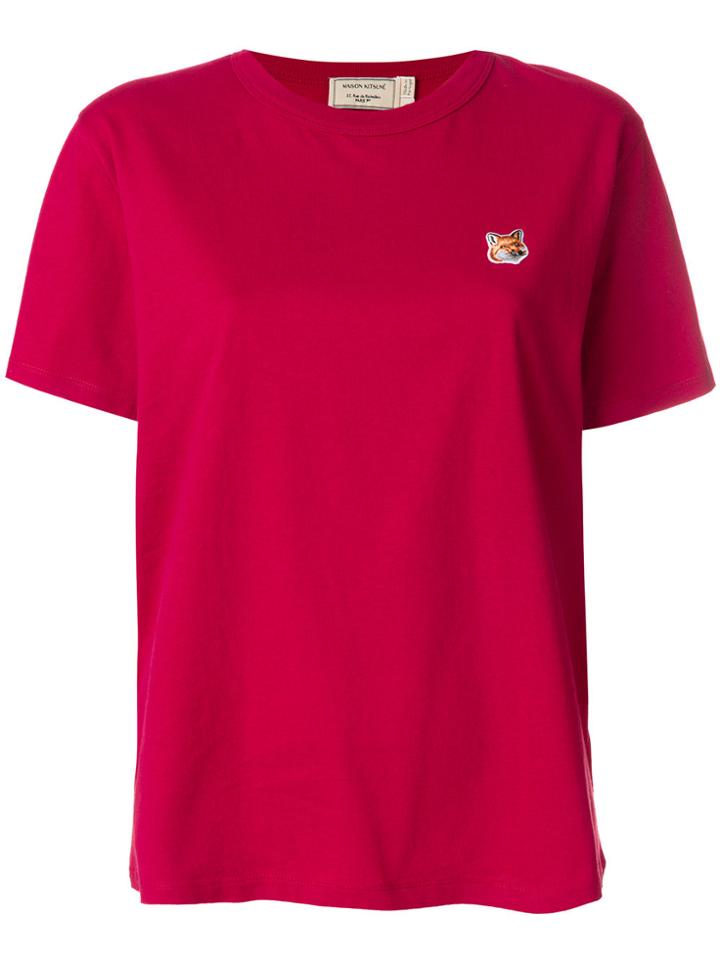 Maison Kitsuné Fox Embroidered T-shirt - Pink & Purple