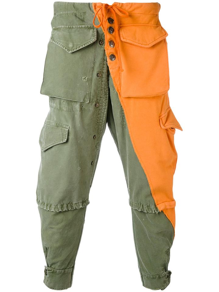 Patchwork Cargo Trousers - Men - Cotton - 2, Yellow/orange, Cotton, Greg Lauren