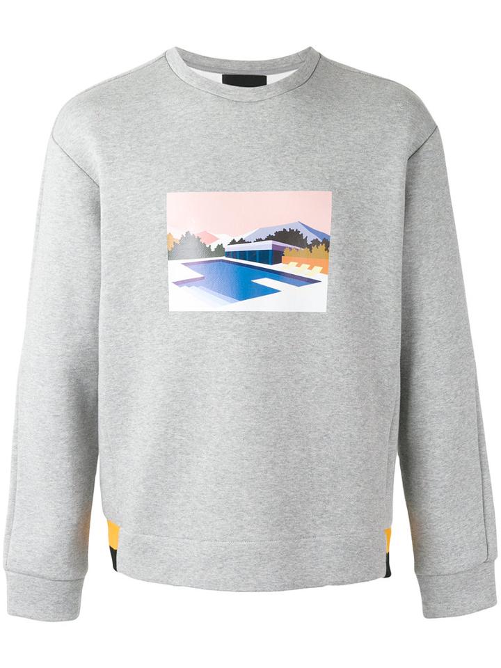 Plac - Printed Sweatshirt - Men - Cotton/polyester - L, Grey, Cotton/polyester