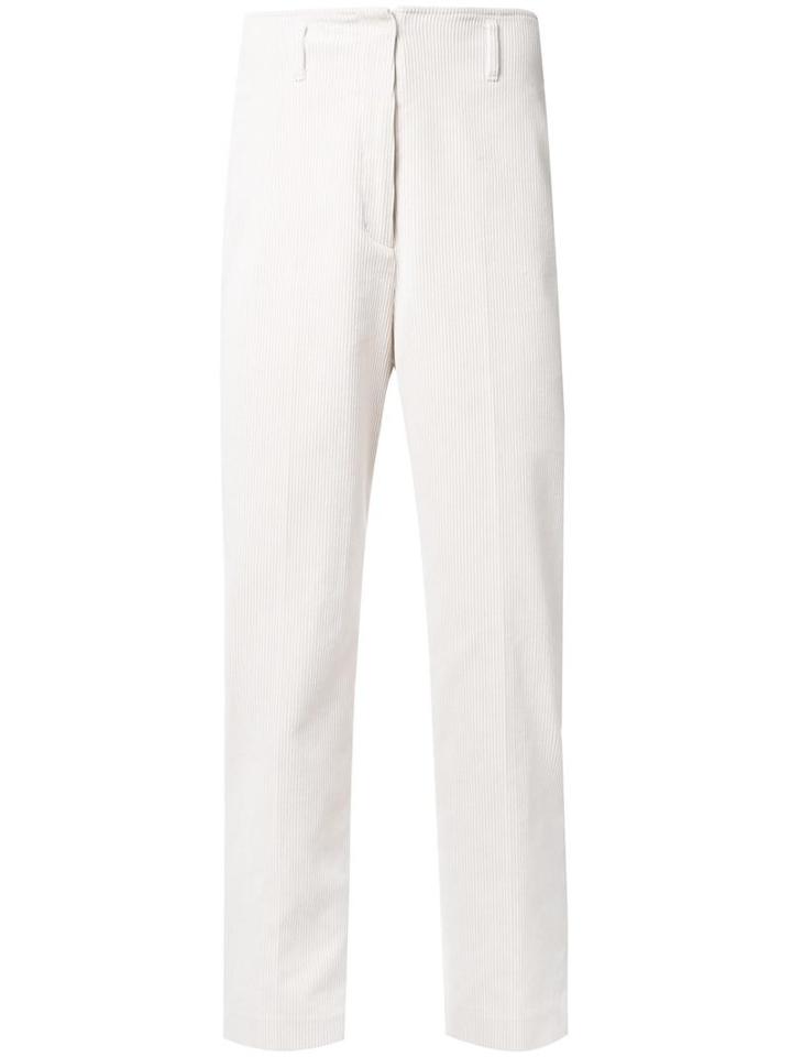 H Beauty & Youth Straight High Waisted Trousers, Women's, Size: Medium, White, Cotton