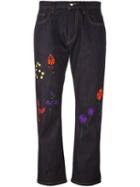 Fendi Floral Embroidered Jeans, Women's, Size: 40, Blue, Cotton/spandex/elastane/polyester