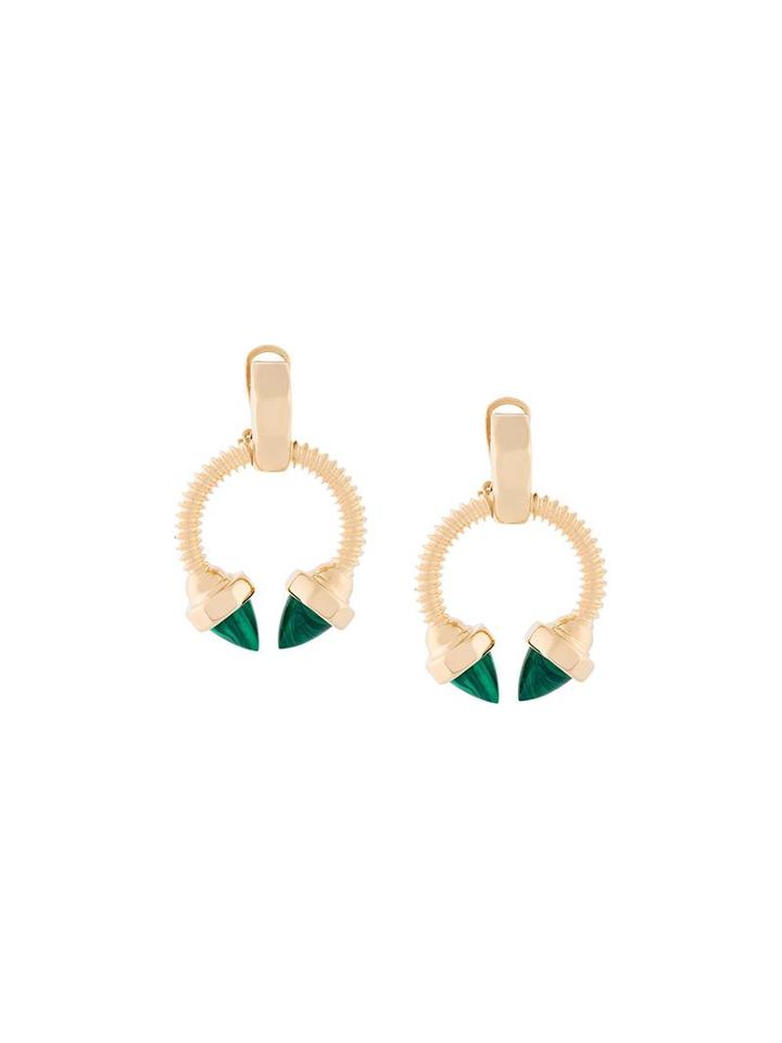 Eshvi Faux Malachite Earrings, Women's, Metallic