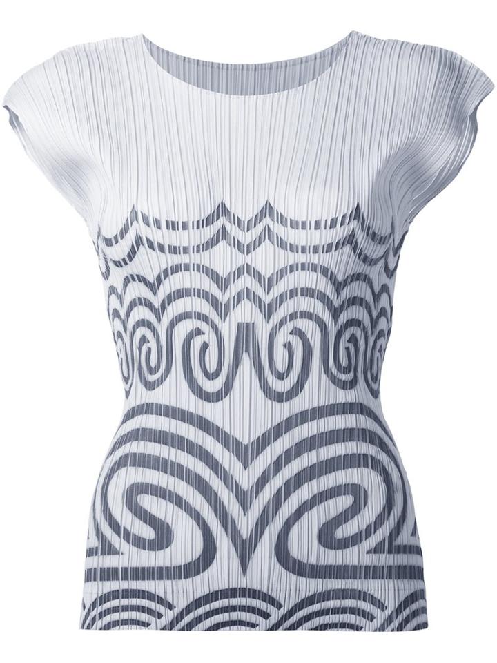 Pleats Please By Issey Miyake Tribal Print Pleated Top