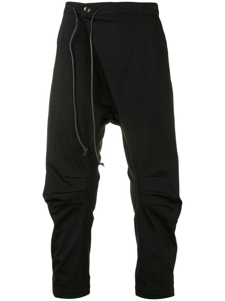 Attachment Dropped Crotch Track Pants - Black