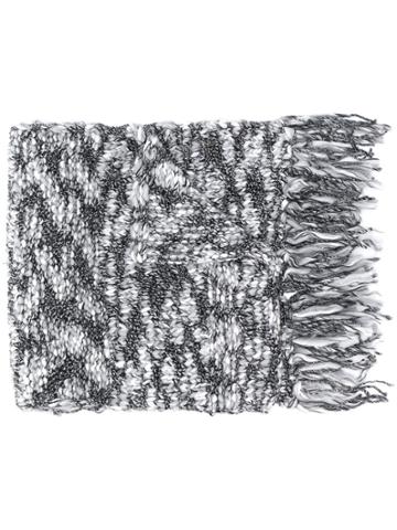 Snobby Sheep Fringe-trimmed Knitted Scarf - Black