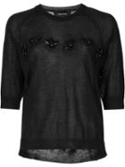 Simone Rocha Shortsleeved Embellished Jumper, Women's, Size: Large, Black, Silk/cashmere/merino