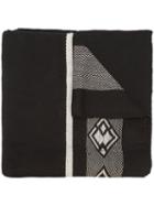 Voz - Wide Diagonal Wrap Scarf - Women - Lama Fur - One Size, Black, Lama Fur