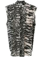 Saint Laurent Tiger Print Blouse, Women's, Size: 38, Black, Silk