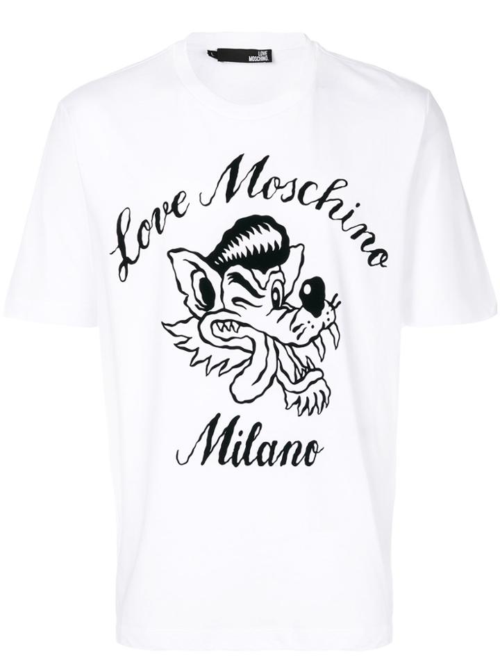 Love Moschino Wolf Print T-shirt - White