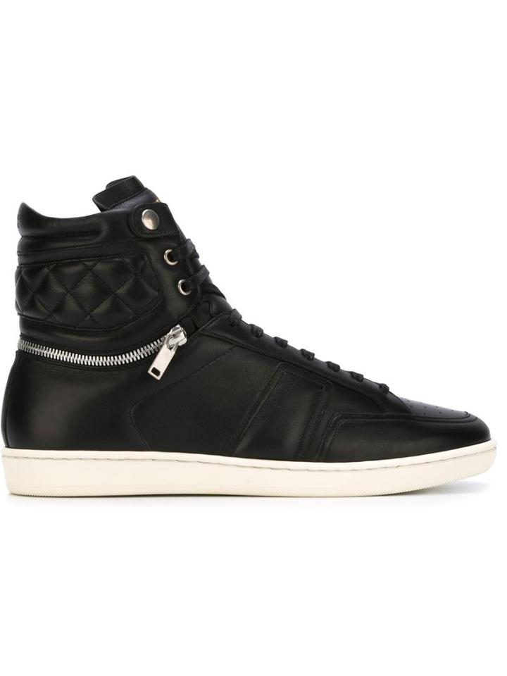Saint Laurent Court Classic Hi-top Sneakers, Men's, Size: 42, Black, Leather/rubber