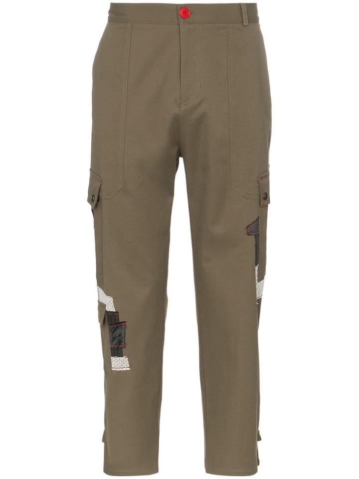 78 Stitches Contrast Pocket Army Cargo Trousers - Green