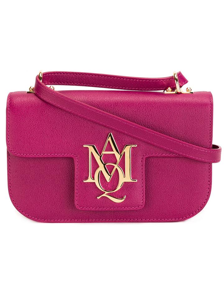 Alexander Mcqueen Insignia Crossbody Baglogo, Women's, Pink/purple, Calf Leather